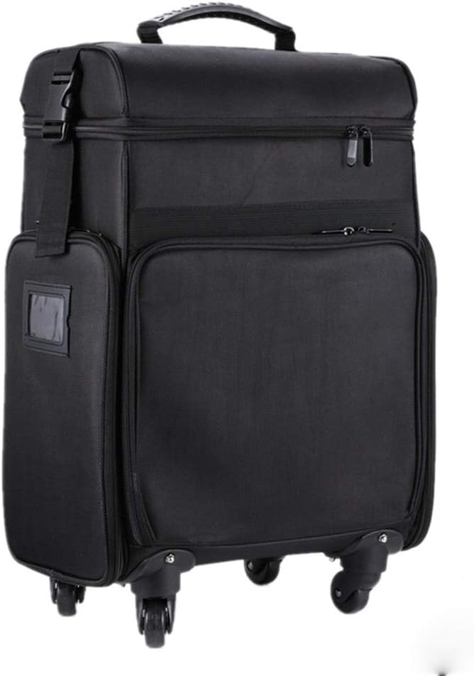 Vgbjk Trolley Cosmetic Case, Portable Universal Wheel Oxford Cloth Makeup Artist with Makeup Bag Beauty Nail Special Box,Black