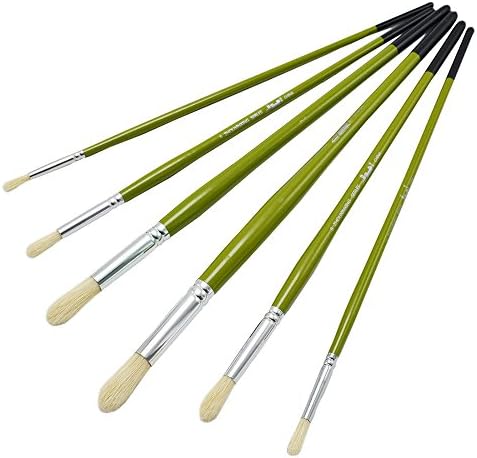ZHOUXINXING6Pcs/Set,Factory Direct Pig Mane Oil Painting Pen Set Round Brush Bristle Peak Art Supplies Brush Set Drawing Art Supplies