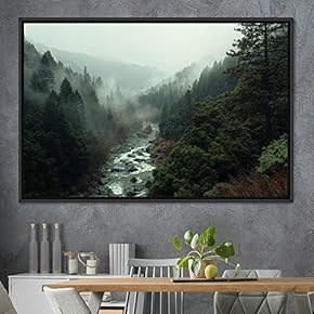 signwin Framed Canvas Wall Art Forest Rivers Group...
