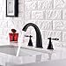 KINGO HOME Commercial Solid Brass Antique Lavatory Three Holes Two Handle Widespread Oil Rubbed Bronze Bathroom Faucet, Bathroom Sink Faucet Without Pop Up Drain