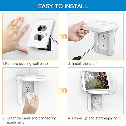 image for PERLESMITH Wall Outlet Shelf Holder Charging Socket Power Perch Organi