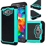 Grand Prime Case Cover , Galaxy Grand Prime case, E LV Samsung Galaxy Grand Prime Case Full Body Hybrid Armor Protection Defender Case Cover - Dual Layer Armor Protective Case Cover for Samsung Galaxy Grand Prime - TEAL