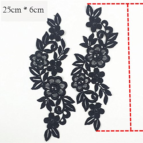 Download USJee 1 Pair Wihte Embroidered Lace Patches for Wedding Dress Applique Collar Decor Trim ...