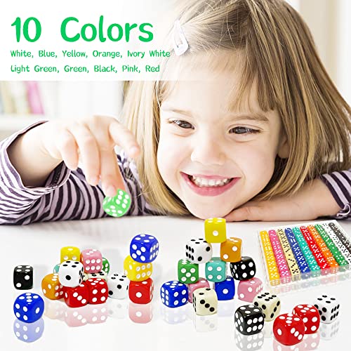 SLSESIN 100 Pieces 16MM Dice Set, 6 Sided Standard Colored Dices With