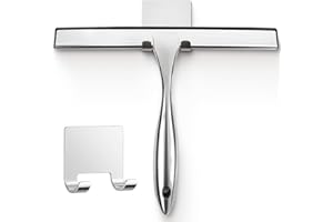 ALFLOD All-Purpose Shower Squeegee for Shower Doors. Tile Shower Walls, Bathroom, Window, Glass and Car Windshield, Mirrors and Kitchen-Stainless Steel, 9 Inches, Silver