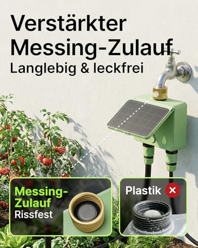 EZAIoT Irrigation Computer WLAN Solar for Garden, 2-Way | Smart Watering Timer with Flow Meter, No Hub Required, Brass Inlet, App & Voice Control (Alexa/Google)