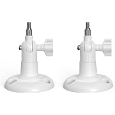 Holicfun Indoor/Outdoor Security Camera Wall Mount, White, 2-Pack | Universal 1/4"-20 plastic bracket, 360-degree adjustable, fits Ring/Blink/Arlo/Wyze cam &amp; more, hardware included