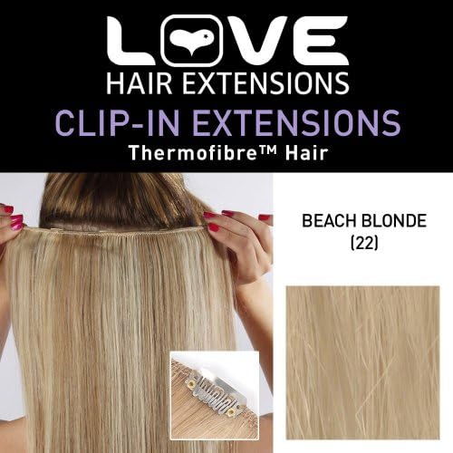 Love Hair Extensions Clip In Harforlangning Silkeslen Rak Termofaser 45 Cm 22 Strandblond Amazon Se Beauty