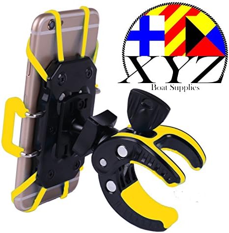 XYZ Boat Supplies® Cell Phone Mount/ Holder for Motorcycle / Bike Handlebars/ Boat, Iphone, Samsung, Smart Phone, Lifetime Warranty (Yellow)