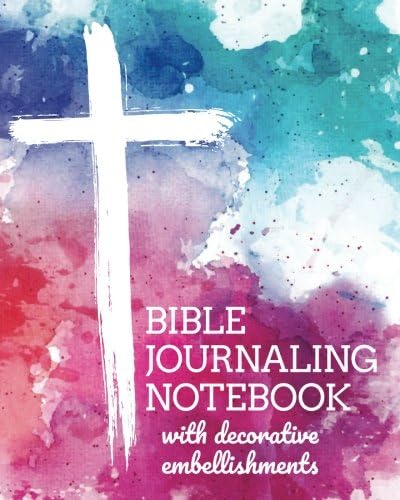 Bible Journaling Notebook With Decorative Embellishments (8x10 Journal): Lightly Lined Notebook with Extra-Wide Margins & Creative Details, 120 Pages -- Watercolor Cross