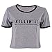 Beautygirl Women Casual Short Sleeve Crop Top Letter Printed T-Shirt