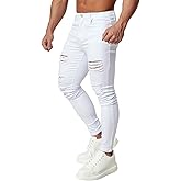 HUNGSON Men's Ripped Skinny Jeans Stretchy Slim Fit Jeans Pants for Men