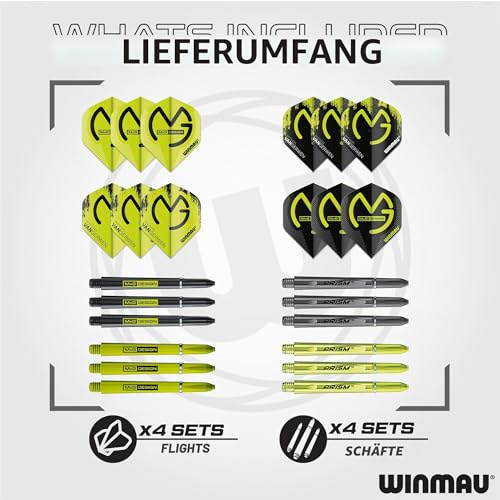 WINMAU - Professional Player - Michael Van Gerwen MvG Gift Set - 50-Piece Professional Darts Set - Includes 4 x Handles, 4 x Flights and Accessories - 18 g Soft Tip or 20 g Darts Metal Tip