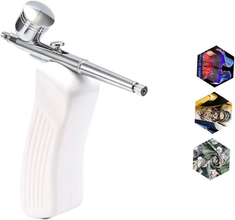 FAAF Airbrush Set Small Spray Pump Pen Set Air Compressor Kit for Art Painting Tattoo/Lightweight Mini Size Portable Beautiful,White