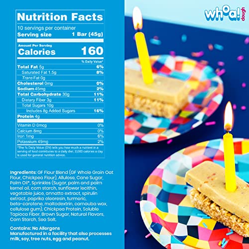 WHOA DOUGH Edible Cookie Dough Bars, Plant Based, Gluten Free, Vegan