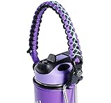 QeeLink Paracord Handle - Paracord Carrier Strap Cord with Safety Ring & Carabiner & Compass & Fire Starter & Whistle for Hydro Flask Nalgene CamelBak Wide Mouth Water Bottles