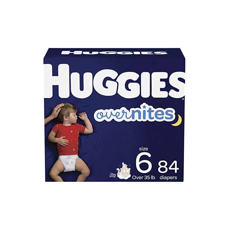 Overnight Diapers Size 6 (35+ lbs), Huggies Overnites Nighttime Baby Diapers, 42 Diapers (Pack of 2), Total 84 Ct