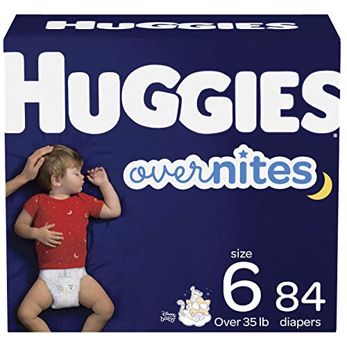 Overnight Diapers Size 6 (35+ lbs), Huggies Overnites Nighttime Baby Diapers, 42 Diapers (Pack of 2), Total 84 Ct