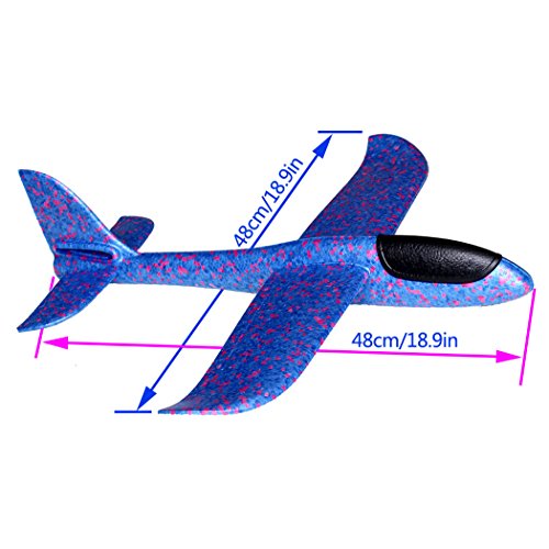 Throwing Foam Airplane, 2 Flight Mode Hand Launch Glider Plane inertia aircraft (Big 18.9 inch) Blue Kids Ourdoor Sports Toy Gift