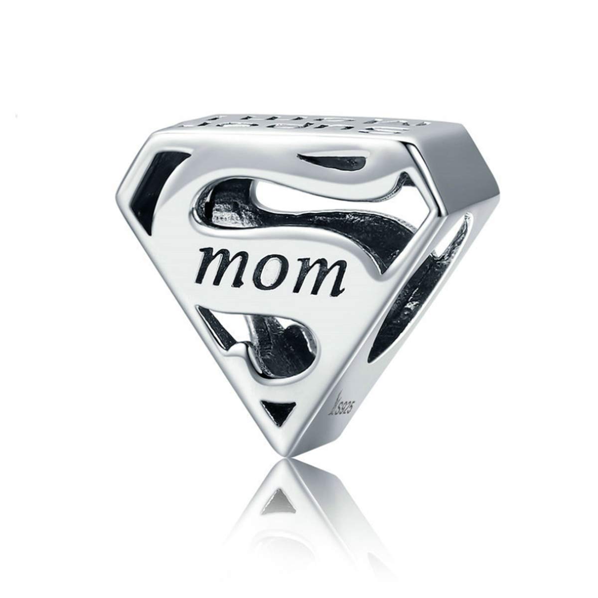 Annmors Charme MOM Love Charms Pendant 925 Sterling Silver Charm Bead Pendant for European Bracelets and Necklaces