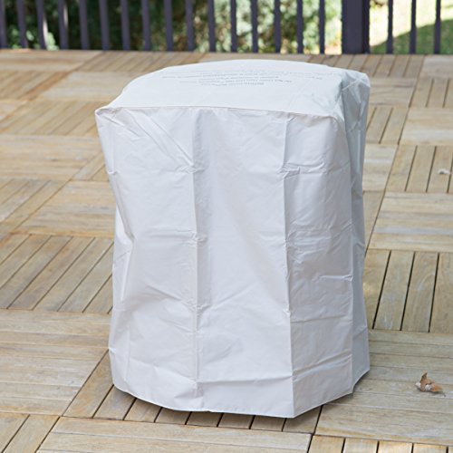 Realistic Stone-like Outdoor Patio Fire Pit Bowl with Free Cover. Get Ready for Entertainment in Your Backyard or Deck. This 30,000 BTU Propane Firepit Bowl Has Hideaway Storage for a 20lb Propane Tank and Also Comes with Clean Burning Lava Rocks