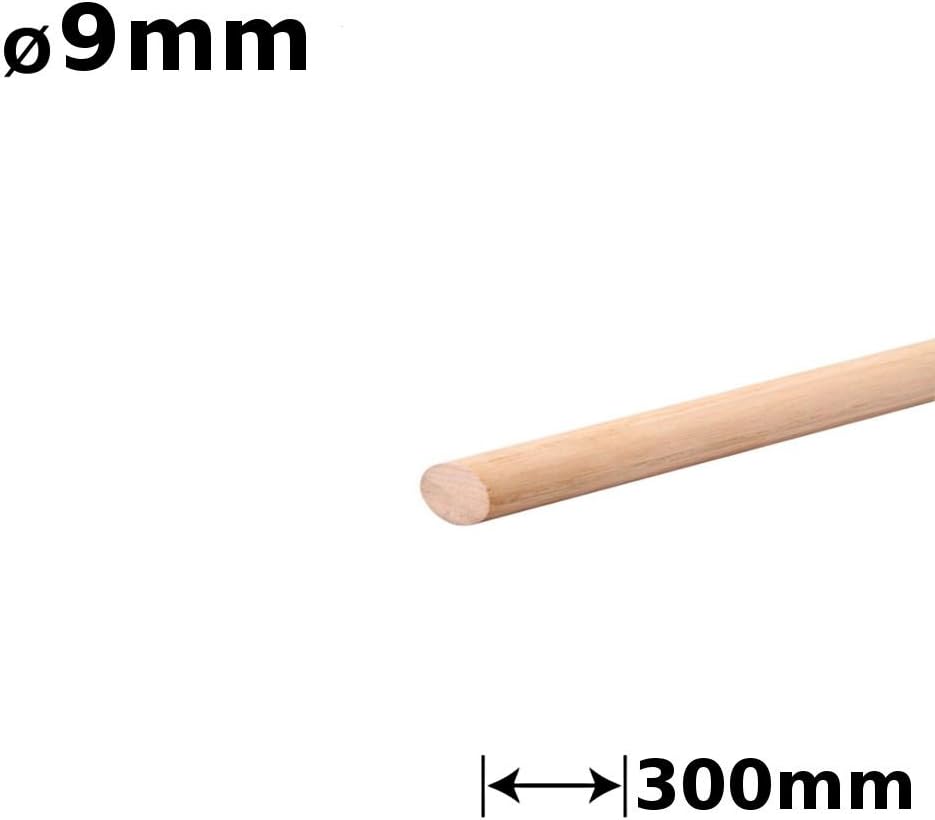 1 x Beech Dowel Smooth Wood Rod Pegs 300mm Length, 9mm Diameter