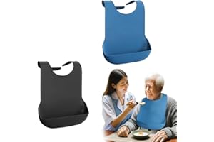 LOVEJO 2-Pack Adjustable Silicone Bibs for Adults, Waterproof & Washable, Elderly Men & Women Mealtime Protector