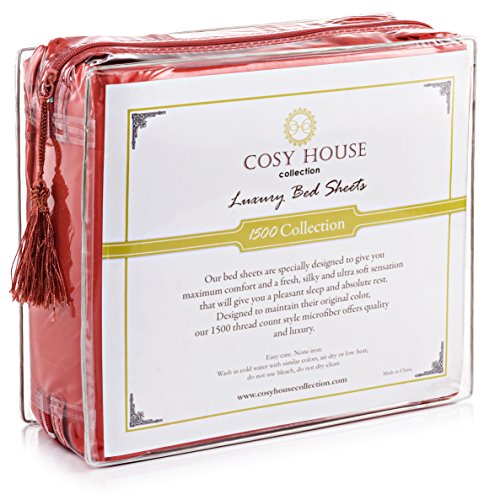 Cosy House Collection King Size Bed Sheets Burnt Orange Luxury Sheet Set Deep Pocket Super