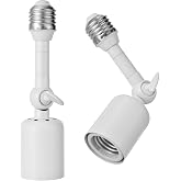 Onite 2-Pack E26 Light Socket Extender, Heavy Duty Adjustable Swivel Adapter for High Power Bulbs, Socket Cameras &amp; Socket Fans, Indoor/Outdoor, (White, 6.7inch)