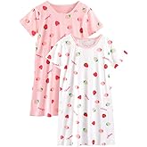 BANGSAUR Girls' Dress Cotton Homewear, Princess 2-Pack Dresses 3-12 Years