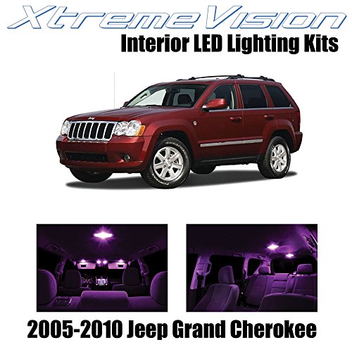 XtremeVision Jeep Grand Cherokee 2005-2010 (9 Pieces) Pink Premium Interior LED Kit Package + Installation Tool