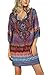 Women Bohemian Neck Tie Vintage Printed Ethnic Style Summer Shift Dress (Small, Pattern 7)