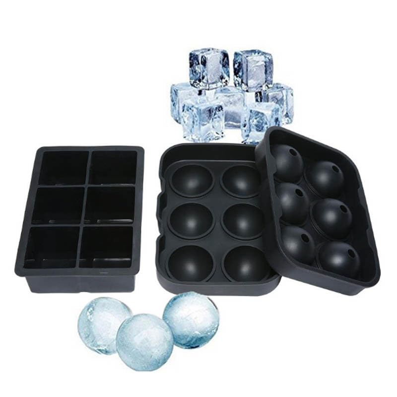 Ice Cube Trays 2 Pack Large Ice Cube Moulds, Large Ice Cube Tray Easy to Remove Ice Cubes, Large Ice Ball Maker for Freezer, 6-Grids Round Ice Cube Moulds for Cocktail and Whiskey, BPA Free