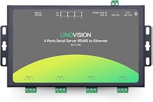 LINOVISION 4-Port RS485 to Ethernet Converter, Modbus RTU/TCP Gateway, Edge Computing, Industrial-Grade, Wall/Rail Mountable,