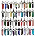 Chenkou Craft Assorted 40pcs Glass Artificial Stone Like Bullet Shape Charm Healing Pointed Chakra Beads Crystal Stone Charms Pendants for Necklace Jewelry Making