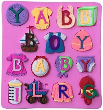 SaSa Design Baby Cloth Letters Silicone Fondant Mold Cake Decorating Chocolate Mould Baking (Baby Cloth)