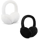 YATANAM Women Ear Muffs Winter Girls White Earmuffs Fuzzy Kids Black Ear Muff Cute Fluffy Ear Warmers Foldable Ear Covers Boy