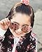 SojoS Kids Fashion Cat Eye Round Sunglasses For Girls UV Protection Mirror Lens SK101 SK301 SK302 SK303 with Gold Frame/Full Pink Mirrored Lens