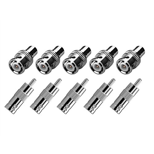 SIENOC 10 Packs BNC Male Plug to RCA Female Jack and 10 Packs BNC Female Socket Plug to RCA Male Adapter Connector (20x BNC male/Female to RCA female/Male Adapter)