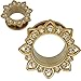 SoScene Gold Plated Flower Stainless Steel Crystal Gems Screw Back Ear Plugs Gauges Sold in Pairs