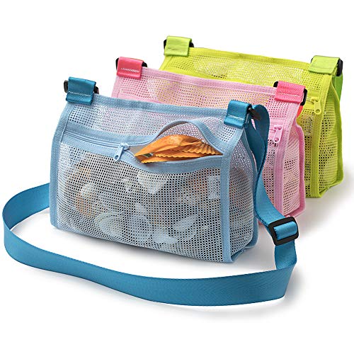 Tenrai Seashell Mesh Tote, Shell Bag, Beach Toy Bag, Toy Bags, Kids Sandboxes, Nets Bag (Blue & Pink - //coolthings.us