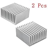 Aluminum Chipset Heatsink Radiator Heat Sink Cooling Fin Silver for CPU LED Power Active Component 40 x 40 x 20mm (2 Pcs) -Kalolary