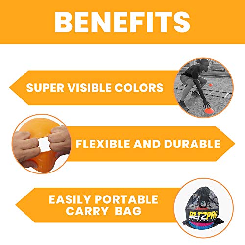 Bltzpro Training Cones(Set of 56)- Soccer/Football Cones for Training Kids with Stack Holder and Carrying Bag. Ideal for Speed Practice & Agility Workout, Exercises for All Athletics Needs.
