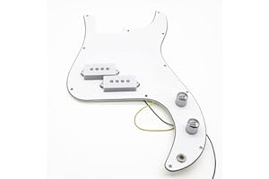 GENERIC Shengsui Pre-wired Bass Pick Guard Loaded P Bass Pickguard for Fender Precison P Bass Part White 3Ply