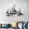 KLMB Sailboat Wall Decor -3D Metal Wall Art Hand-Painted Sailing pennants Hollow Craft Iron Wall Sculpture Mediterranean… 51kwBOs74BL