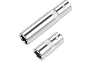 uxcell 1/4-Inch Drive by 8mm Deep and Shallow Socket Set of 2 Pcs, Cr-V, 6-Point, Metric