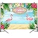 Mocsicka Flamingo Birthday Backdrop 7x5ft Vinyl Hawaiian Birthday Party Decorations Tropical Beach Aloha Party Dessert Table Photo Booth Background