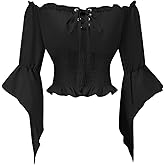 Women's Renaissance Shirt Off Shoulder Medieval Pirate Costume Peasant Blouse Shirts Tops
