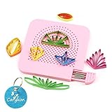 Carykon Roll Quiller's Grid Guide Quilling Board with Pins Storage for Paper Crafting Winder Roll Square Craft DIY Tool (Pink)