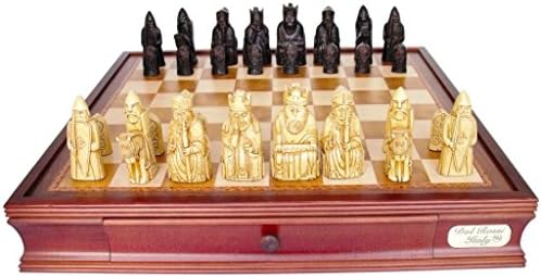 L2029DR Dal Rossi Italy Isle of Lewis Chess Set with Drawers 20"